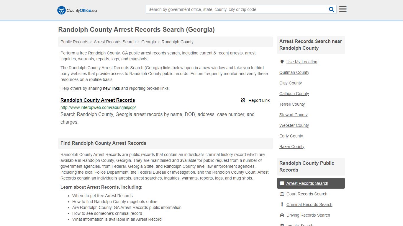 Arrest Records Search - Randolph County, GA (Arrests & Mugshots)