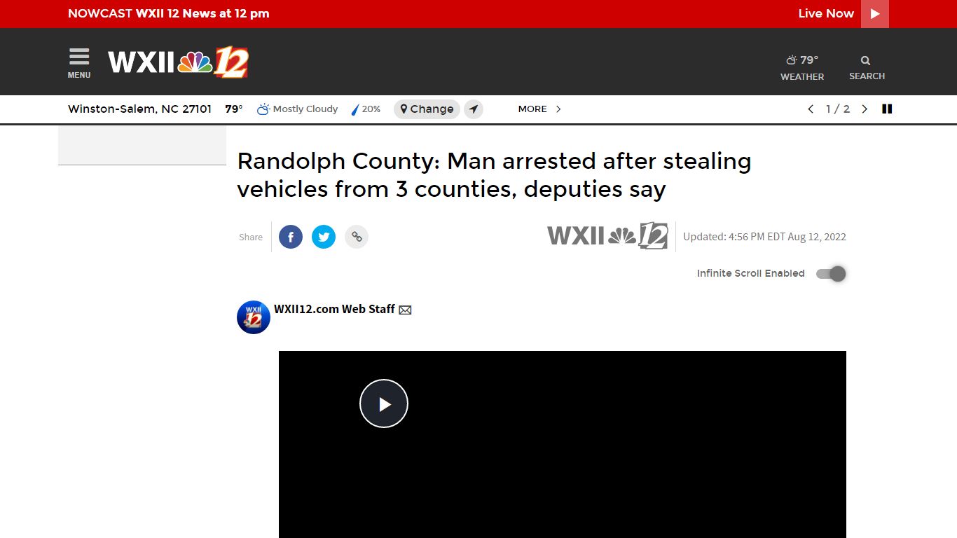 North Carolina man arrested after stealing multiple vehicles